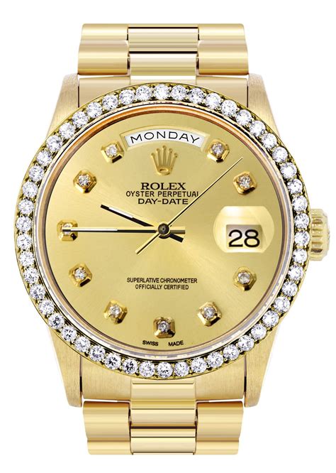 rolex 18k yellow gold president|18k presidential rolex diamond bezel.